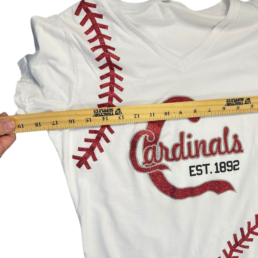 St. Louis Cardinals T-Shirt Women's Baseball V-Neck Sparkle MLB‎ Licensed - Picture 5 of 14